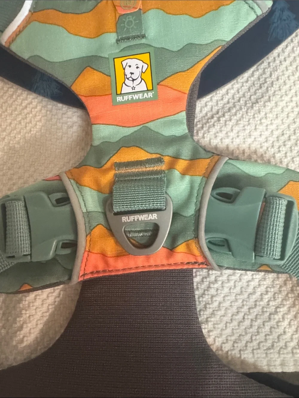 Ruffwear Front Range Dog Harness - Mint Green & Orange Wave